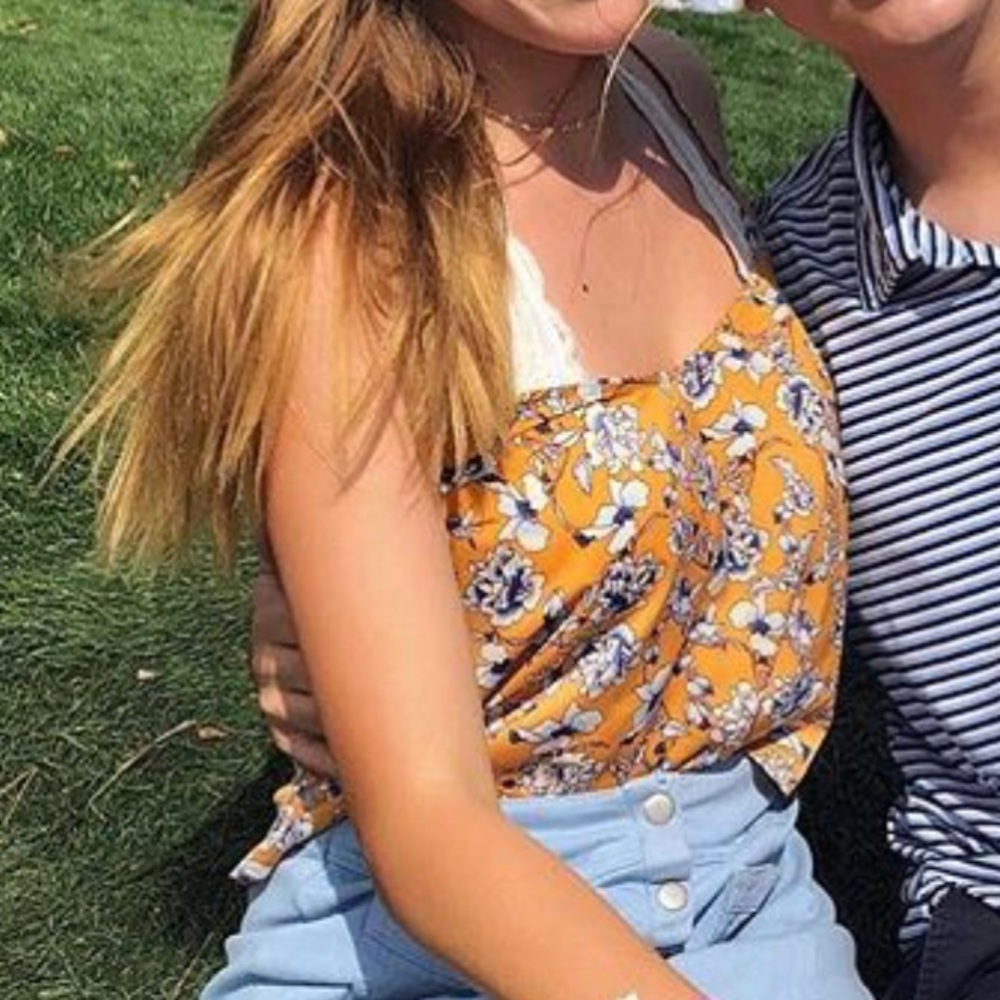 Yellow floral tank top